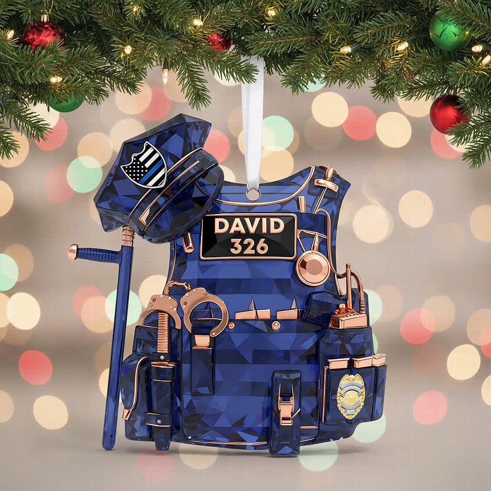 "Protect and Serve, Personalized for Your Hero" - Police Vest Christmas Ornament - Custom Gift for Police Officers Ornament MagicInPrints