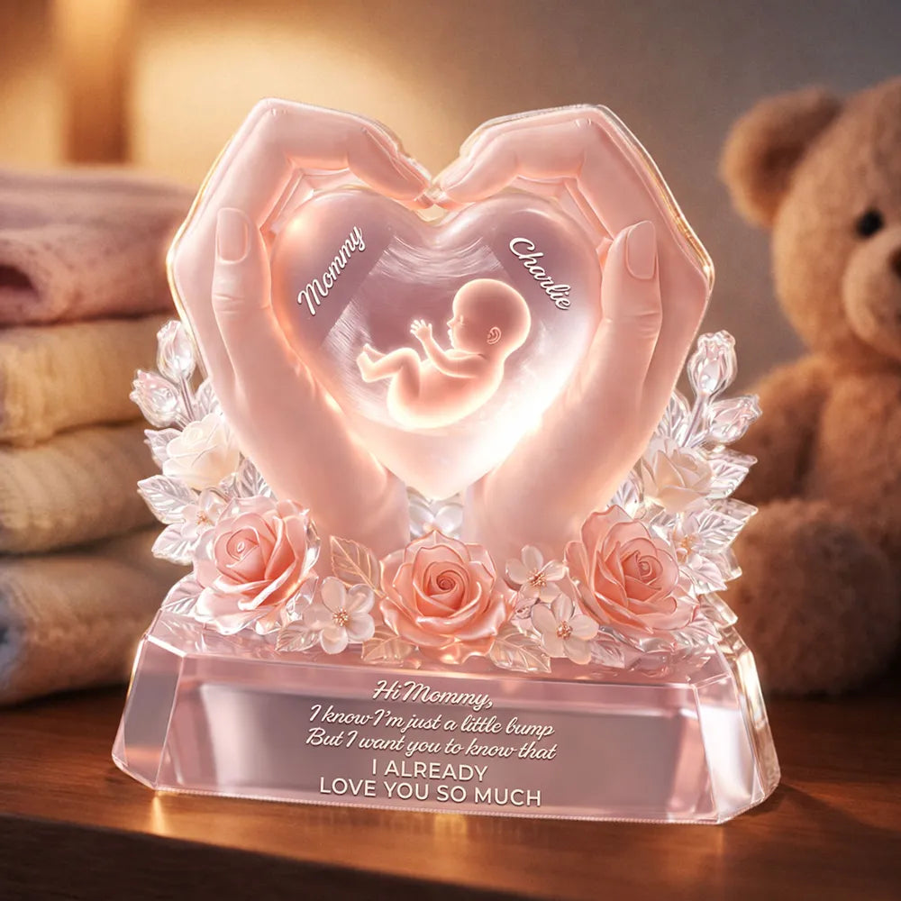 Personalized Heart-Shaped LED Keepsake for Expecting Mothers - Sentimental Baby Gift Plaque MagicInPrints