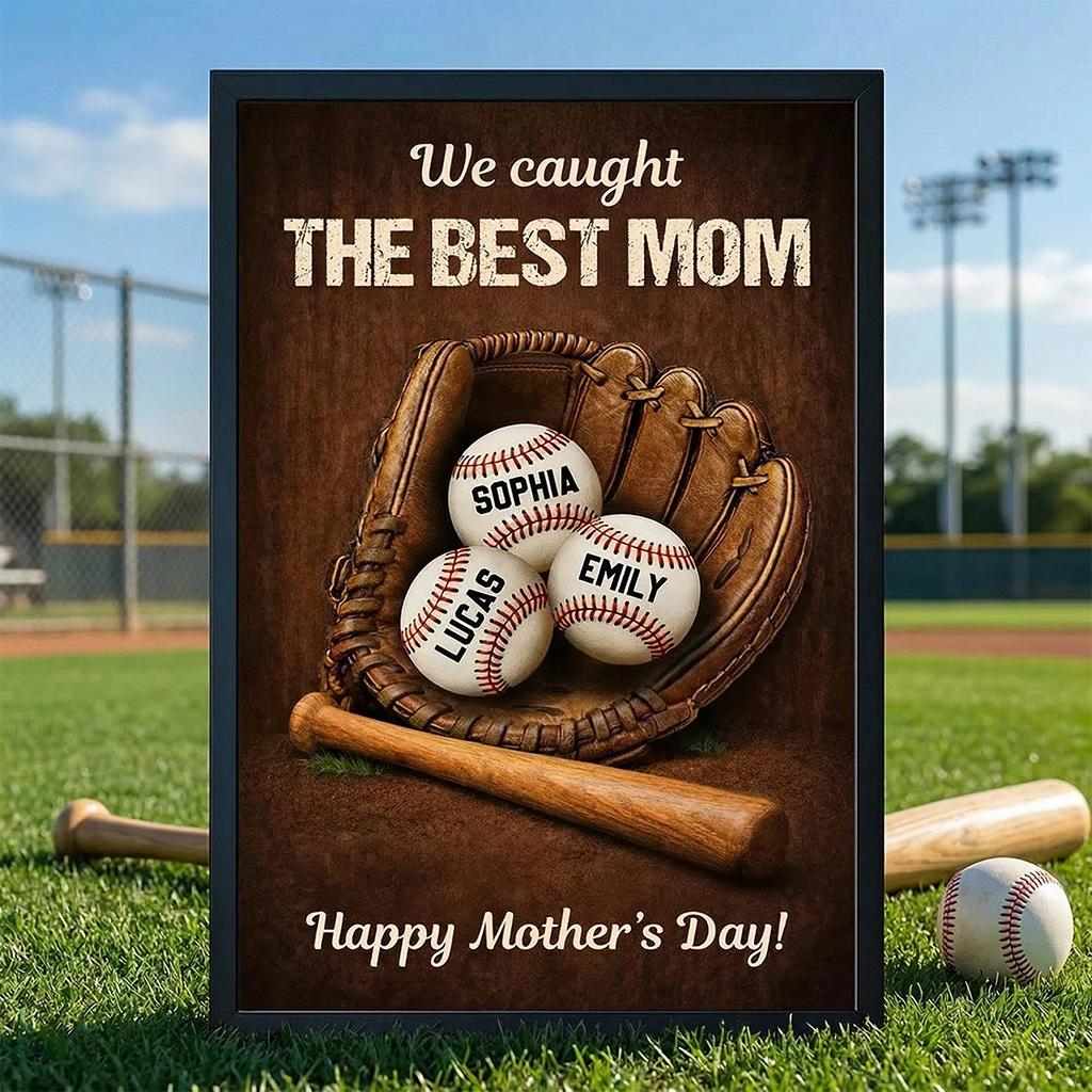 Personalized Baseball Mom Poster for Mother's Day - Custom Names Gift Poster or Canvas MagicInPrints