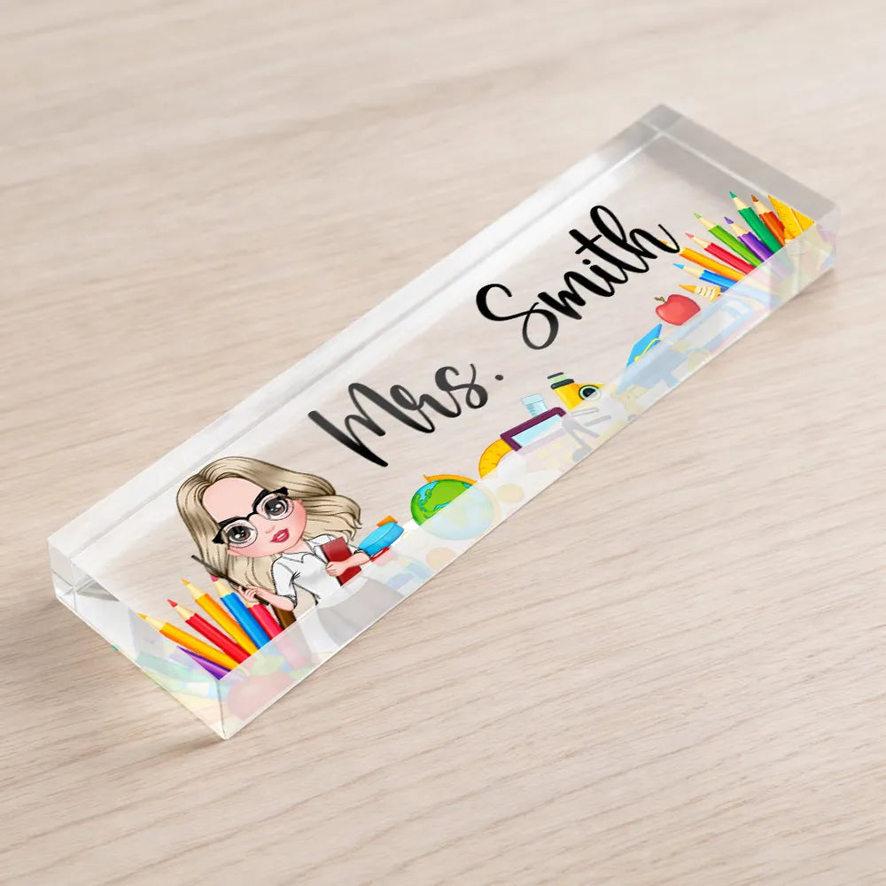 Personalized Teacher Desk Name Plate for Educators with Cartoon Design - Perfect for Classroom Decor Plaque MagicInPrints