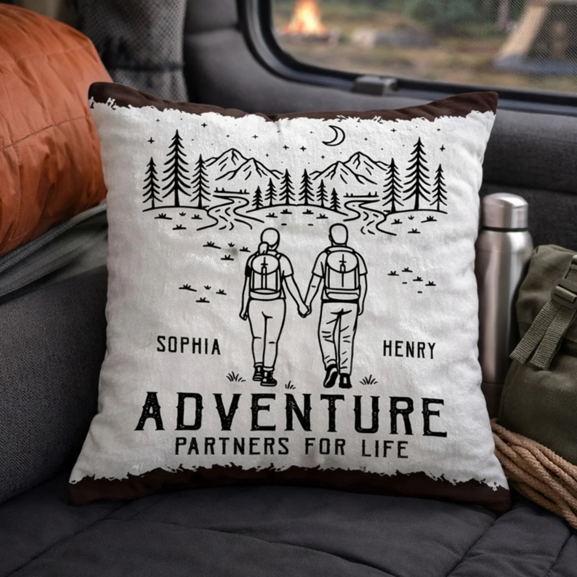 Personalized Adventure Couple Pillow Set for Outdoor Lovers - Perfect for Camping Trips Pillow MagicInPrints