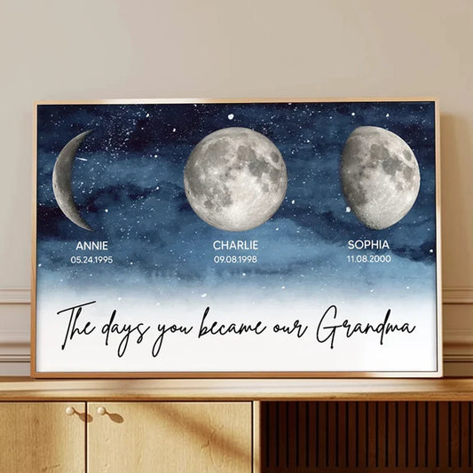 Personalized Moon Phase Wall Art for Grandma - Sentimental Gift Poster or Canvas MagicInPrints