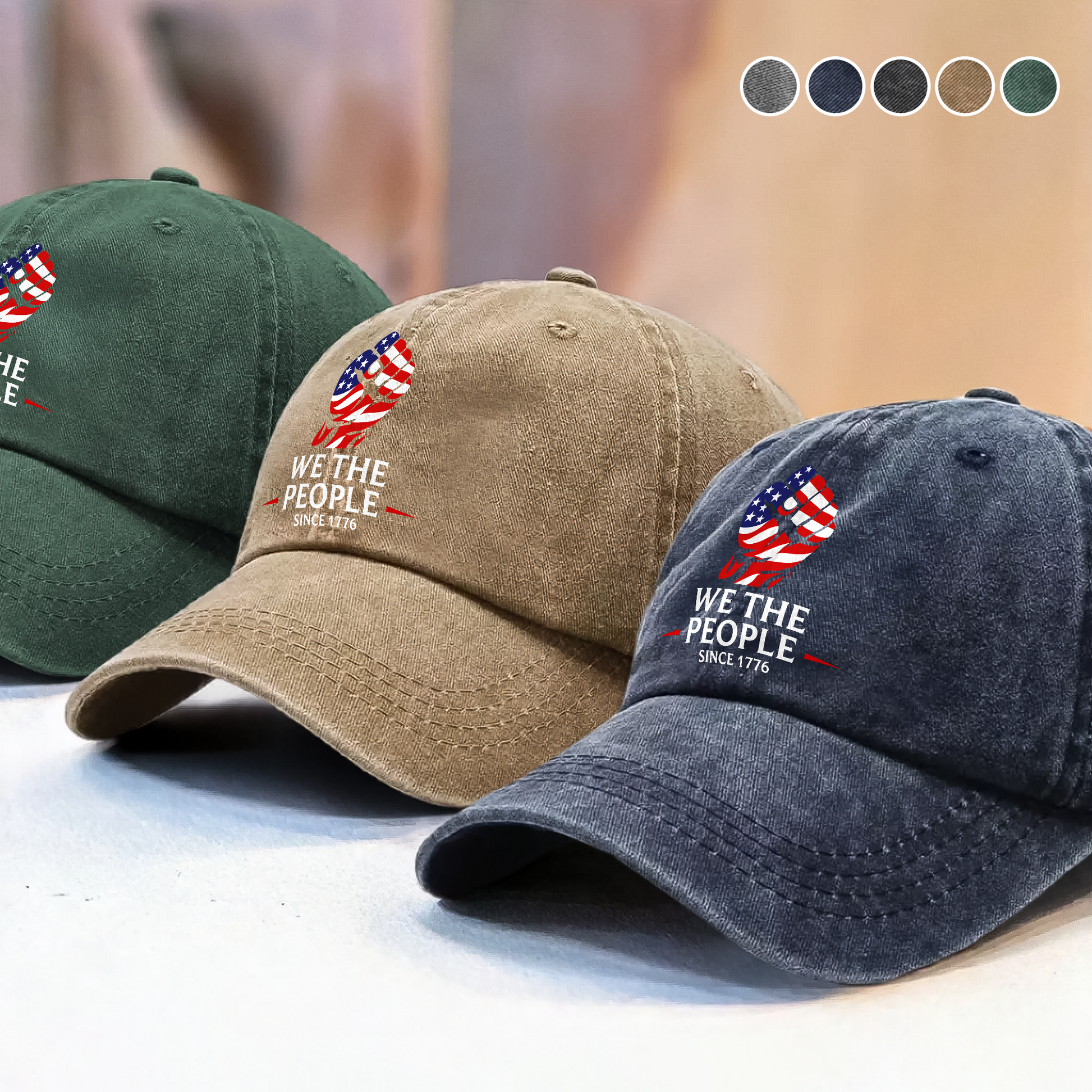 Embroidered Patriotic Cap for Adults - We The People Design Hat MagicInPrints