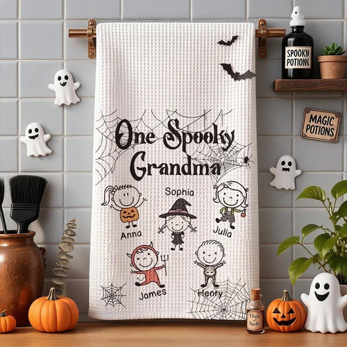 Personalized Halloween Kitchen Towel Unique Gift for Grandma