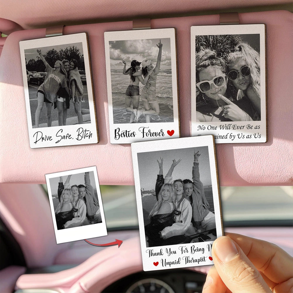Custom Photo Car Visor Clip for Friends - Sentimental Gift Car Hanger MagicInPrints