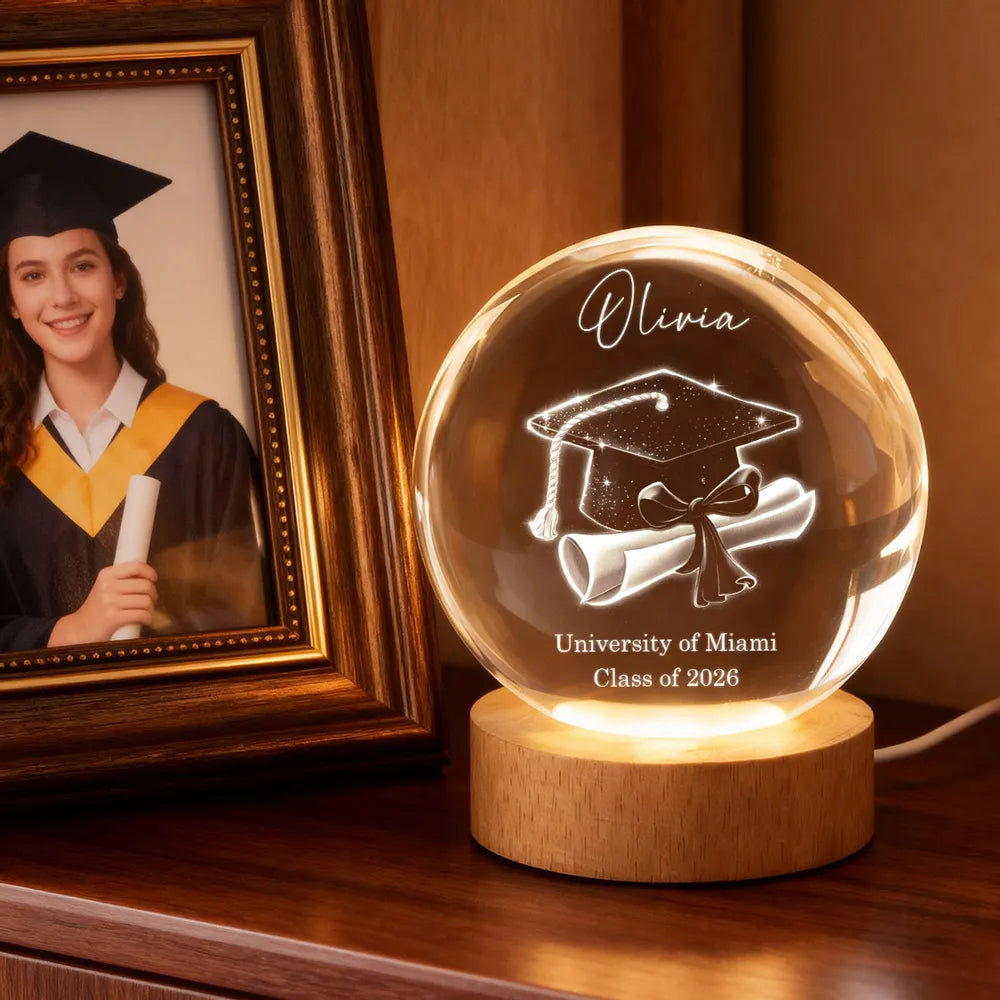 Personalized Graduation Crystal Ball for University Students - Class of 2026 Gift Lamp MagicInPrints