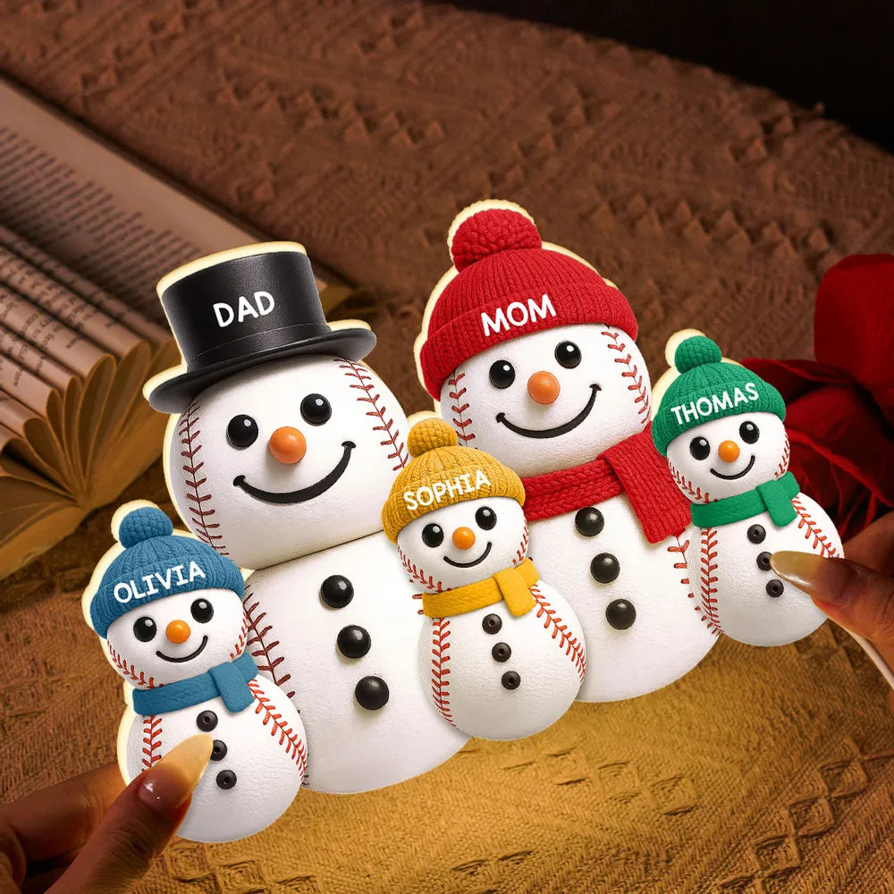Personalized Snowman Family LED Light Decor for Christmas - Custom Names Plaque MagicInPrints