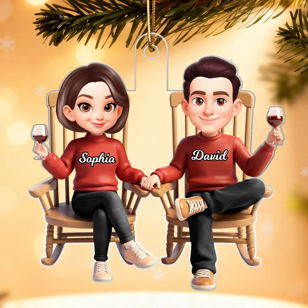 Personalized Couple Ornament for Wine Lovers - Anniversary Gift Ornament MagicInPrints