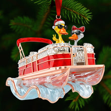 Load image into Gallery viewer, “Fun with Friends on the Water!” - Fun Duck Pontoon Trip Ornament, Personalized Gift for Pontoon Lovers Ornament MagicInPrints
