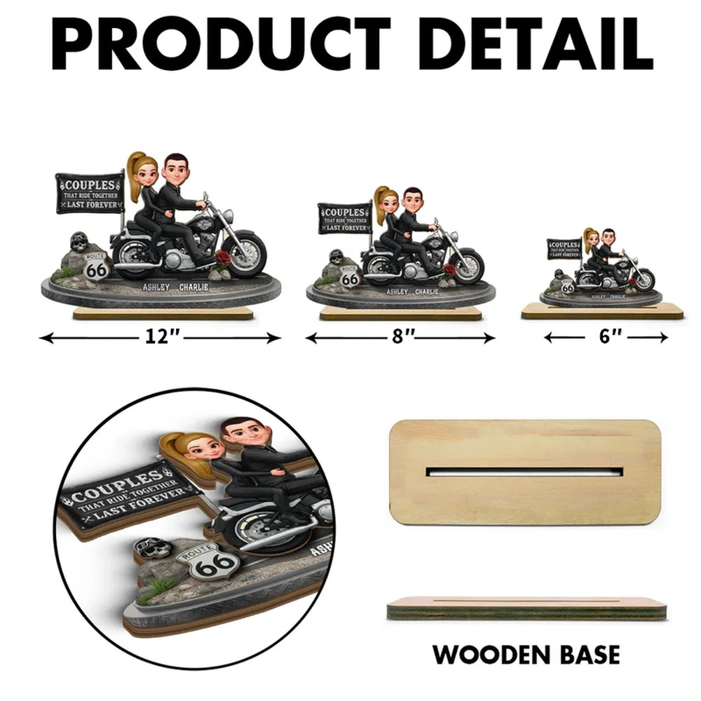Custom Motorcycle Couple Figurine for Bikers - Romantic Gift Plaque MagicInPrints