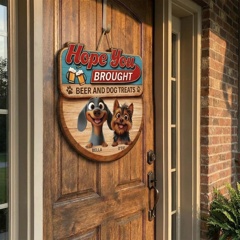 Custom Dog Lover Door Sign for Beer and Treats - Fun Home Decor Sign MagicInPrints