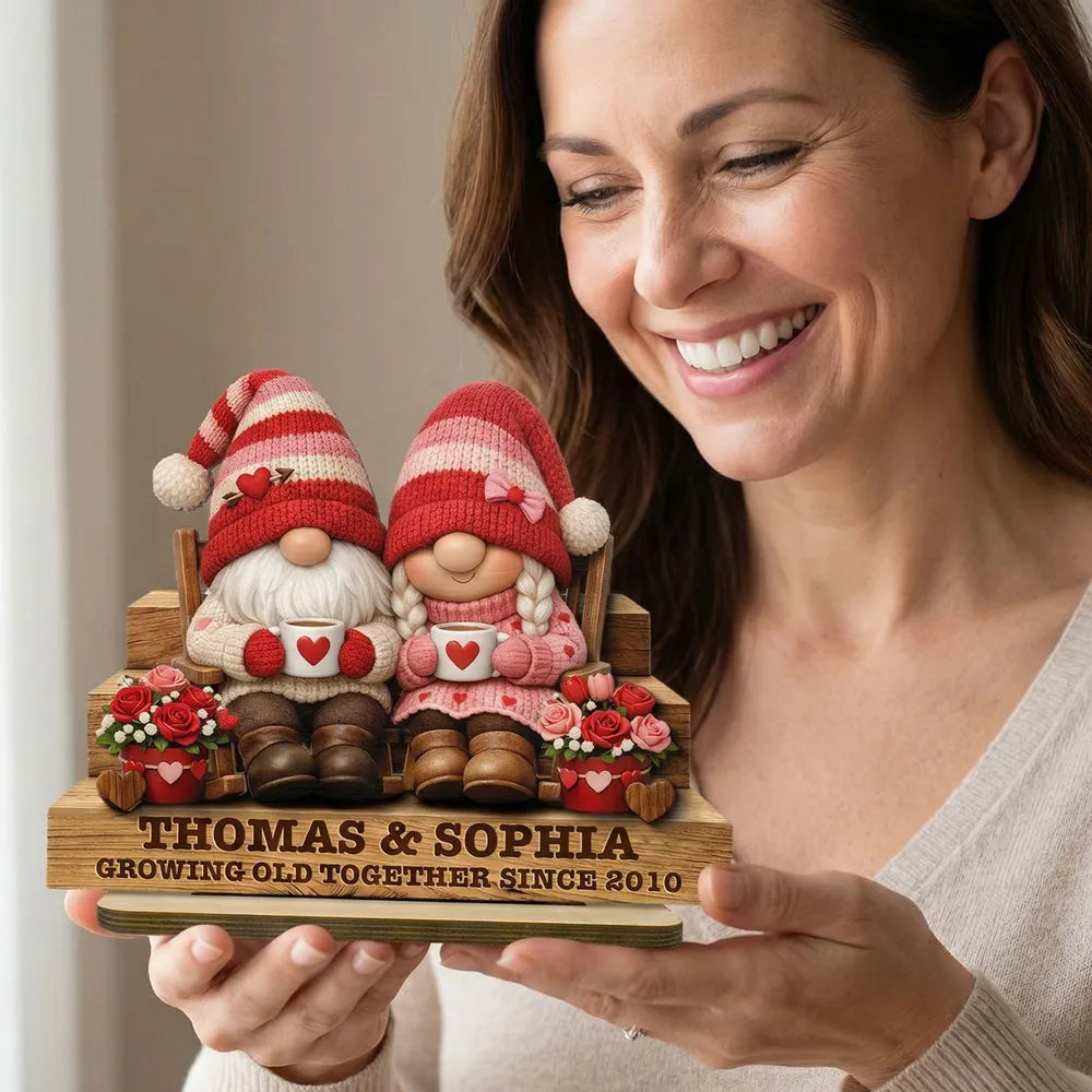 Personalized Gnome Couple Figurine for Couples - Anniversary Gift Plaque MagicInPrints
