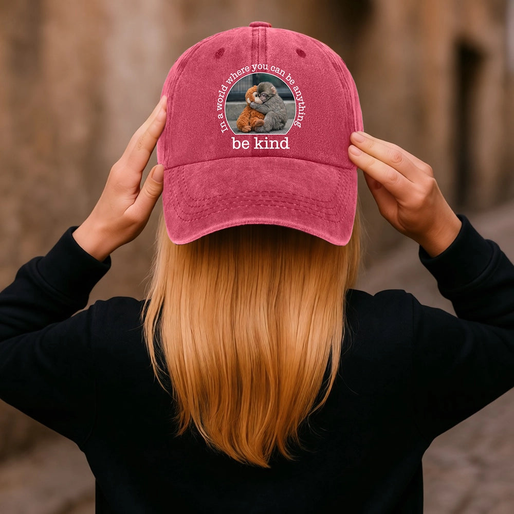 Embroidered Cotton Baseball Cap for Adults - Be Kind Message Hat MagicInPrints