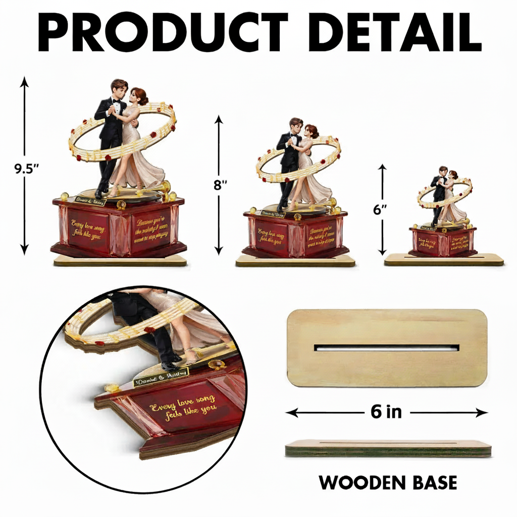 Personalized Romantic Couple Music Box for Lovers - Anniversary Gift Plaque MagicInPrints