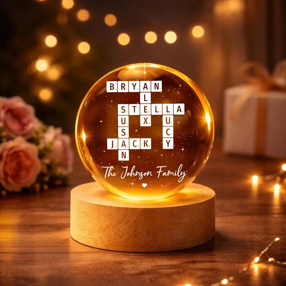 Custom Family Name Lamp Personalized Crossword Light - Home Decor Gift Lamp MagicInPrints