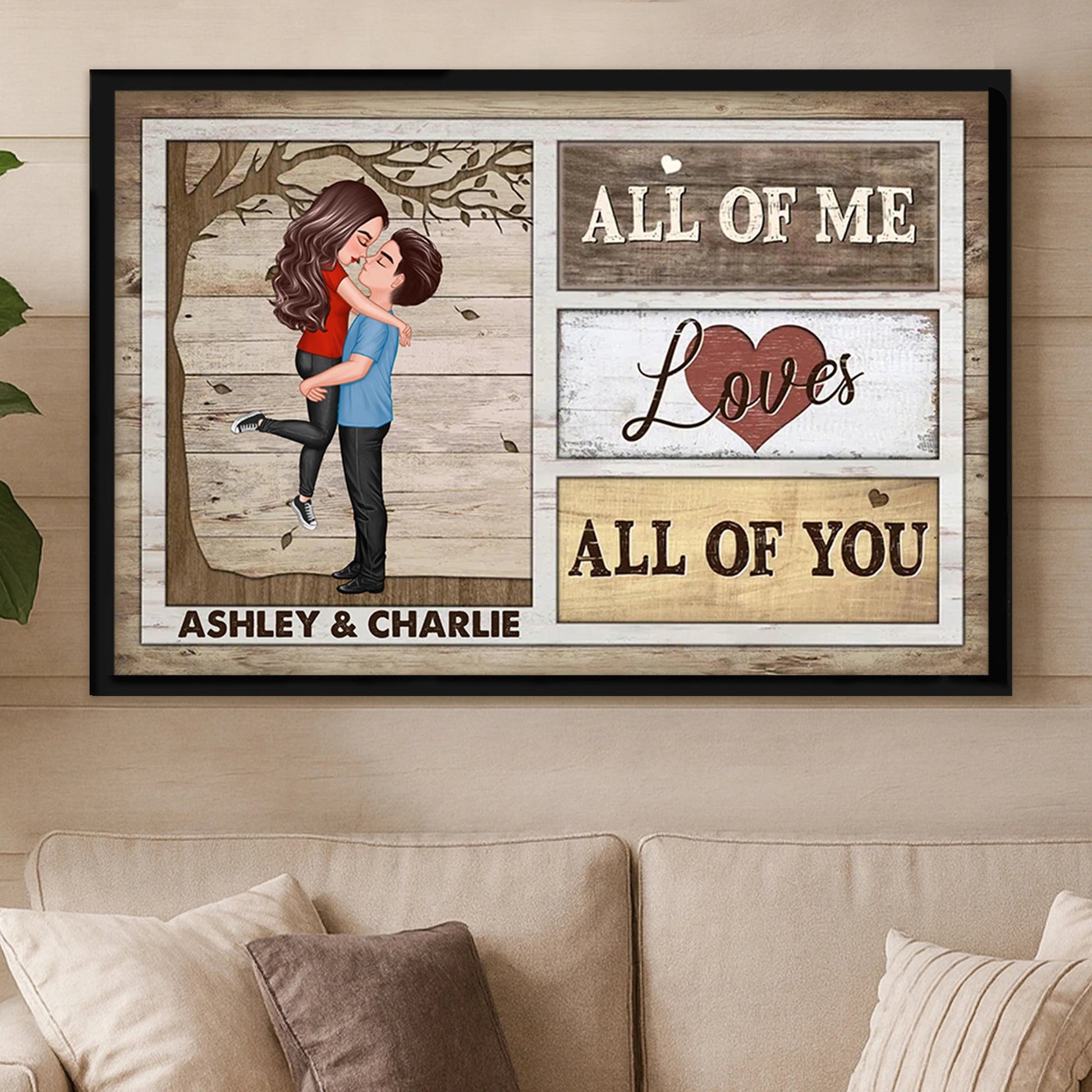 Personalized Romantic Canvas Print for Couples with Custom Names - Anniversary or Wedding Gift Other MagicInPrints