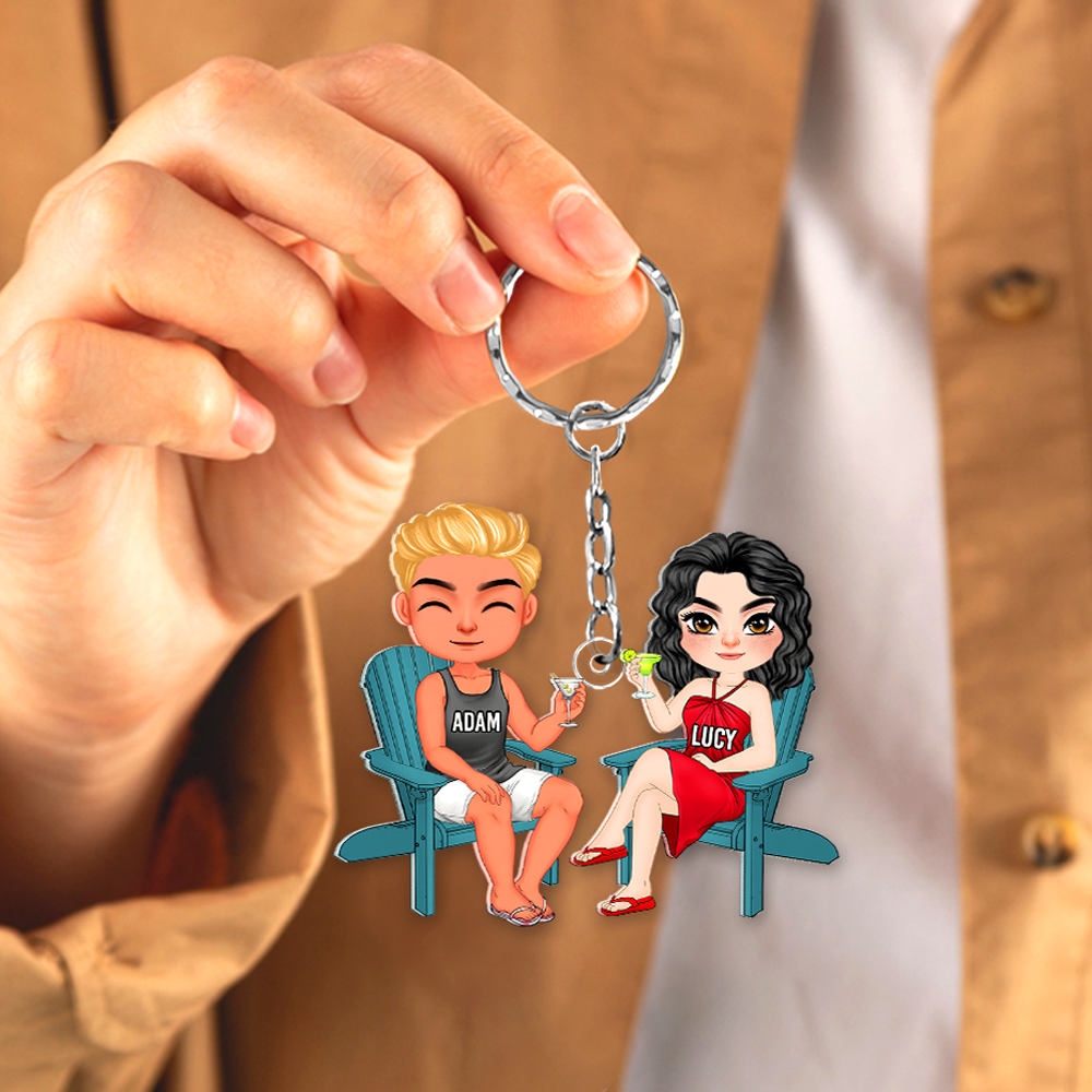 Personalized Couple Keychain - Unique Valentine's Day Gifts for Drink Lovers Keychains PopCulturePrints
