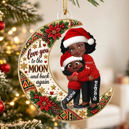 Personalized Christmas Acrylic Ornament Hugging Grandma & Grandchild Gift