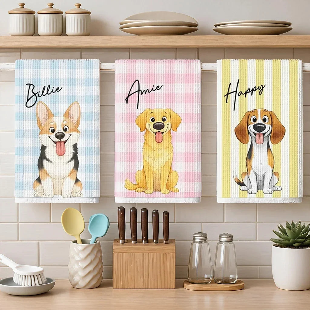 Personalized Dog Kitchen Towel Custom Gift for Pet Owners
