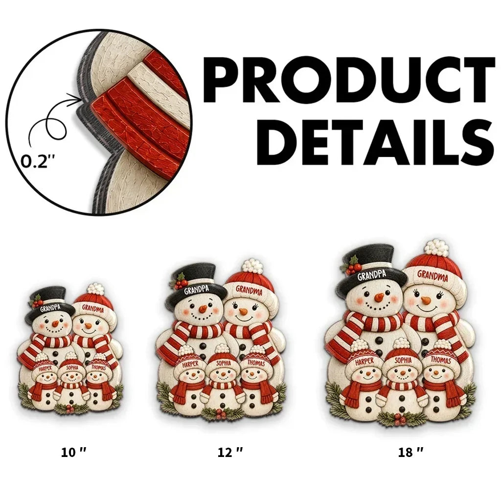 Personalized Wooden Snowman Family Sign Gift for Grandma & Grandpa Christmas Decor