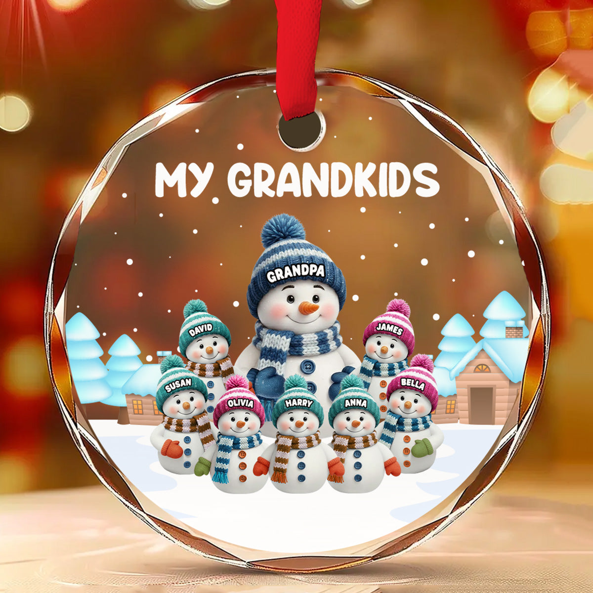 Personalized Snowman Family Ornament for Grandparents - Christmas Decoration Ornament MagicInPrints
