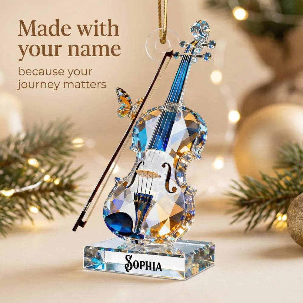 Personalized Crystal Violin Ornament with Name - Elegant Gift for Music Lovers Ornament MagicInPrints