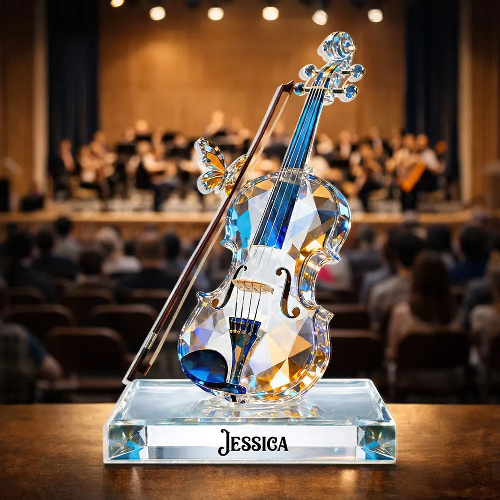 Personalized Crystal Violin Ornament for Music Lovers - Elegant Gift Decor Plaque MagicInPrints