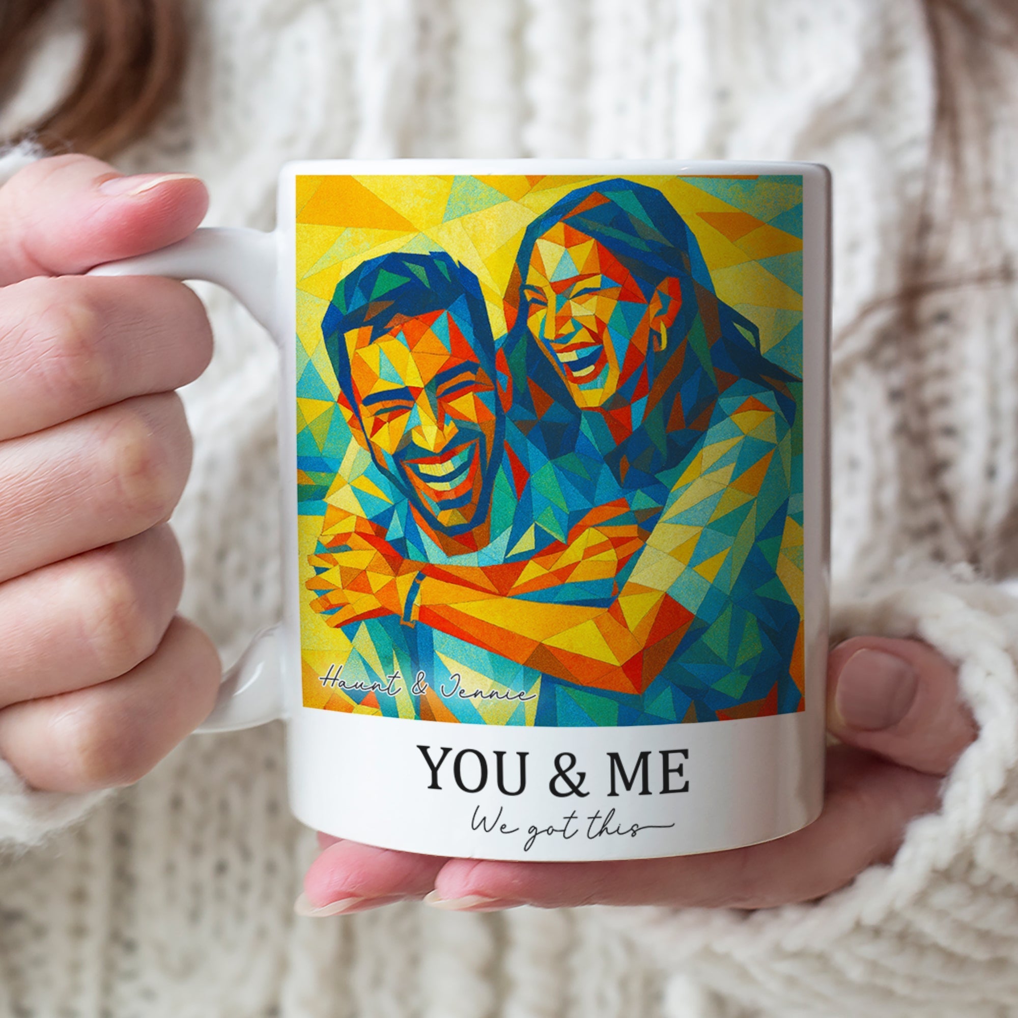 Artistic Connection - Personalized Cubism Art Mug for Friends & Lovers Coffee Mug MagicInPrints