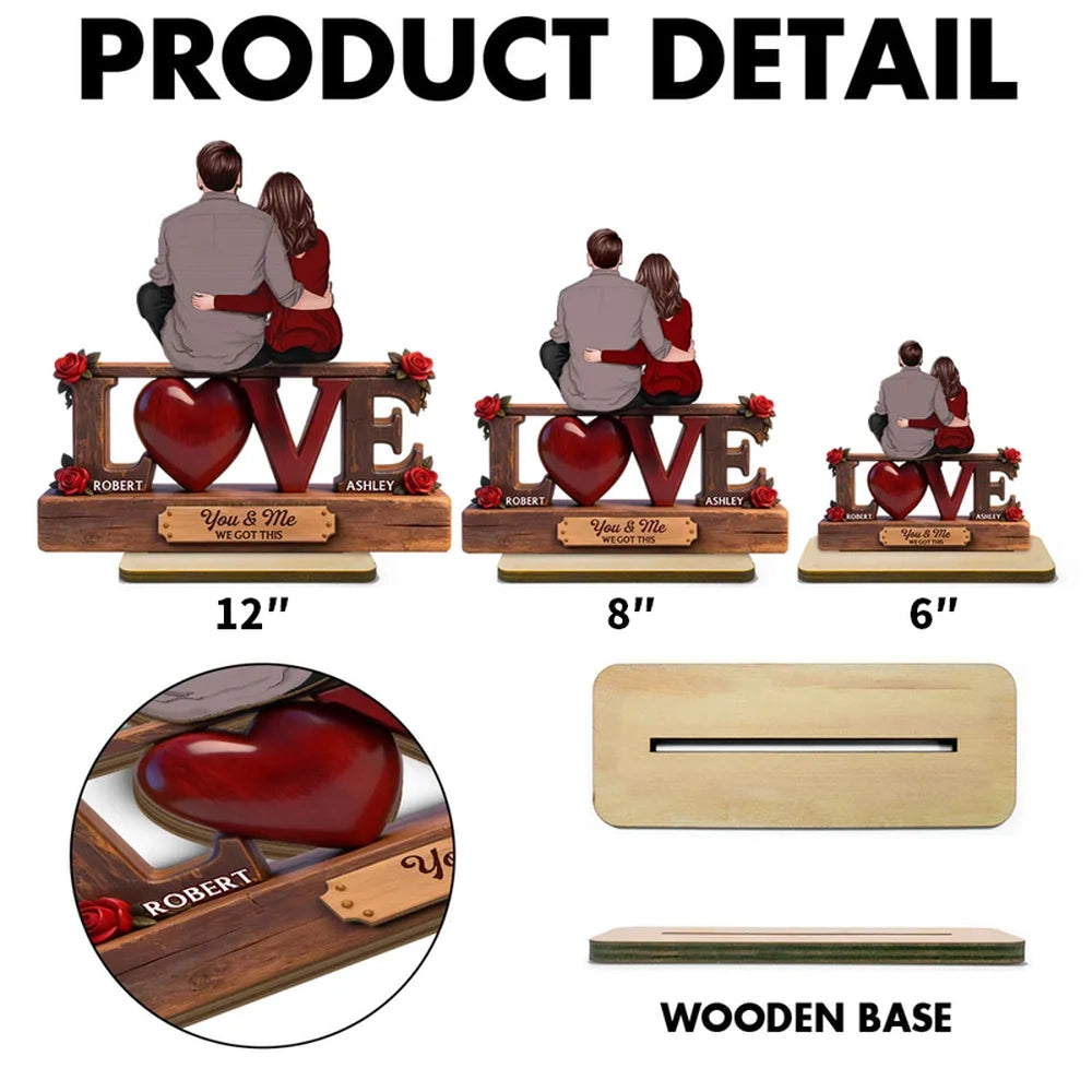 Personalized Couple Wooden Sculpture for Lovers - Romantic Gift Plaque MagicInPrints
