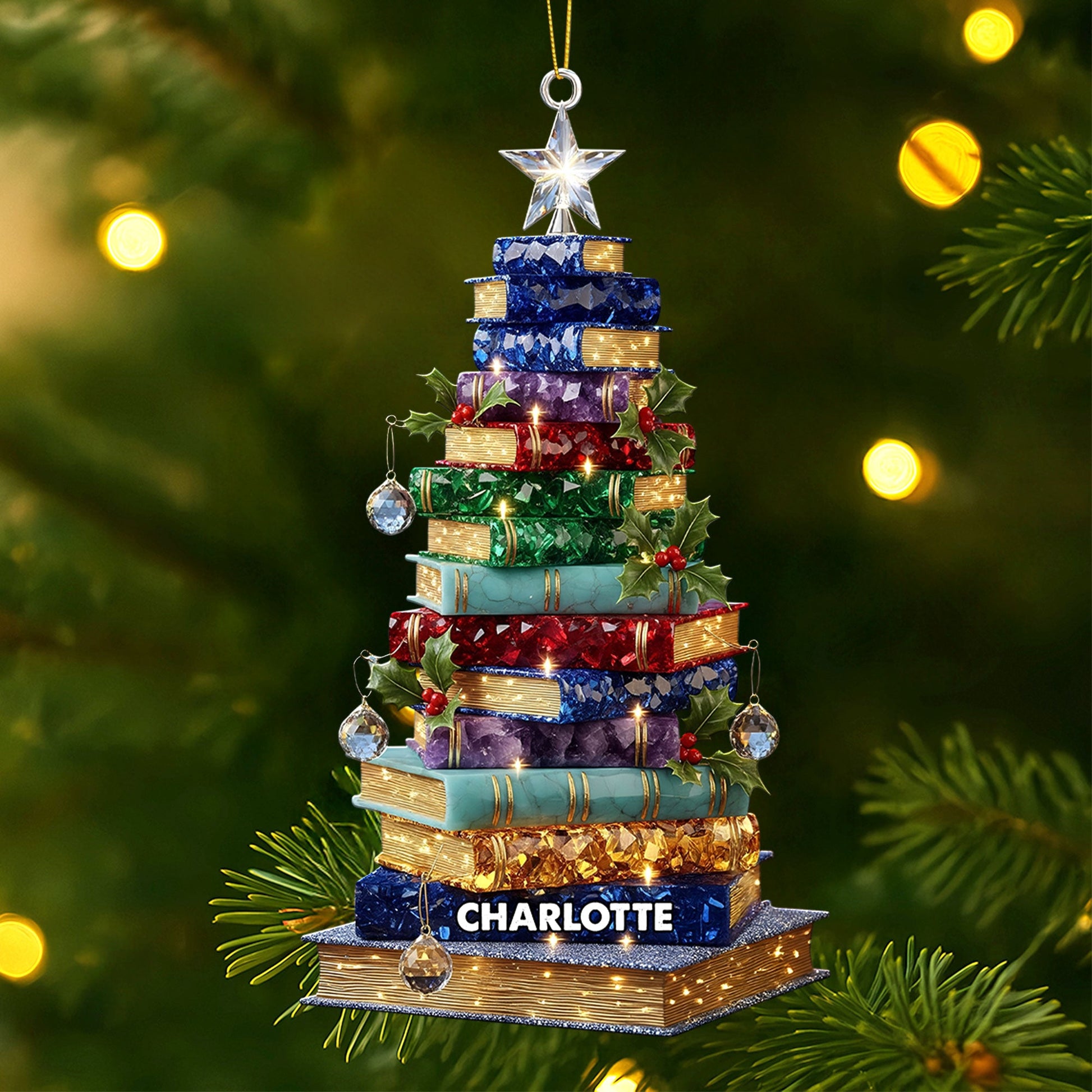 Christmas Book Tree Ornament - Personalized Gifts For Book Lovers Ornament MagicInPrints