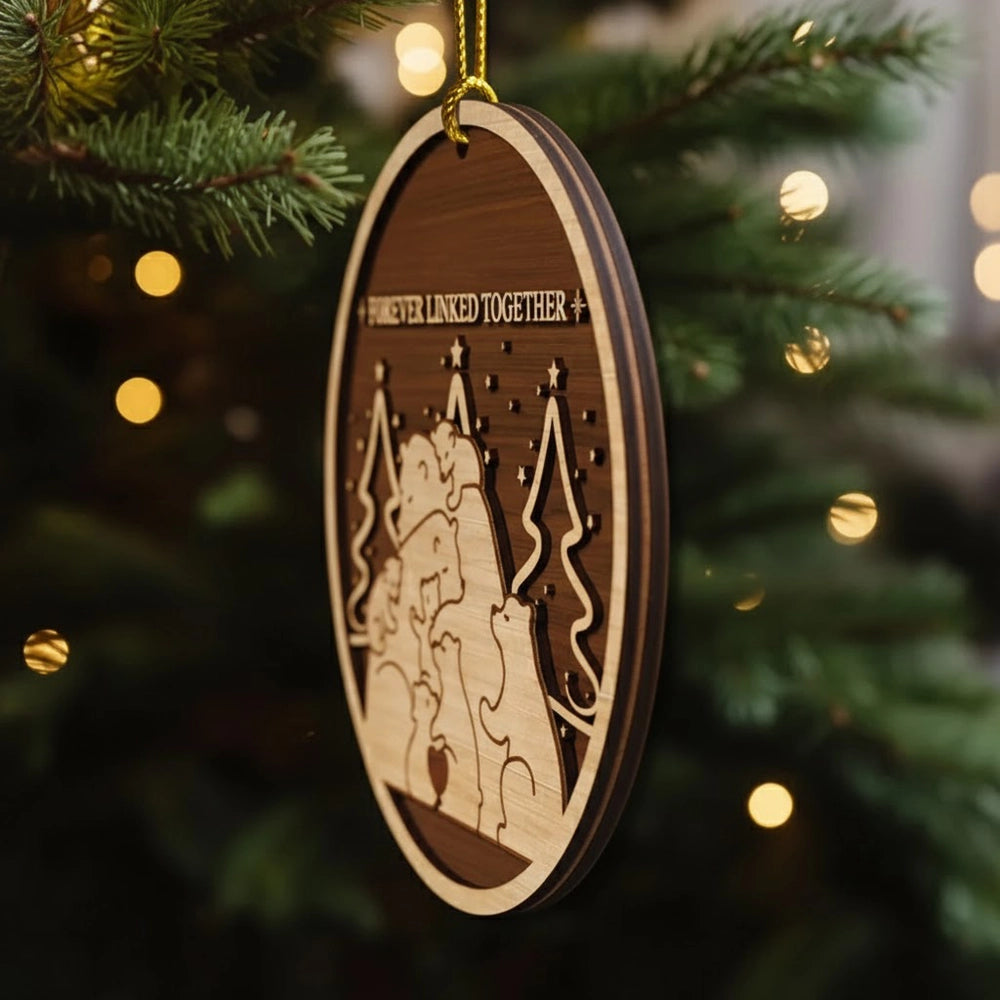 Custom Family Bear Wood Ornament for Christmas - Personalized Holiday Decor Ornament MagicInPrints