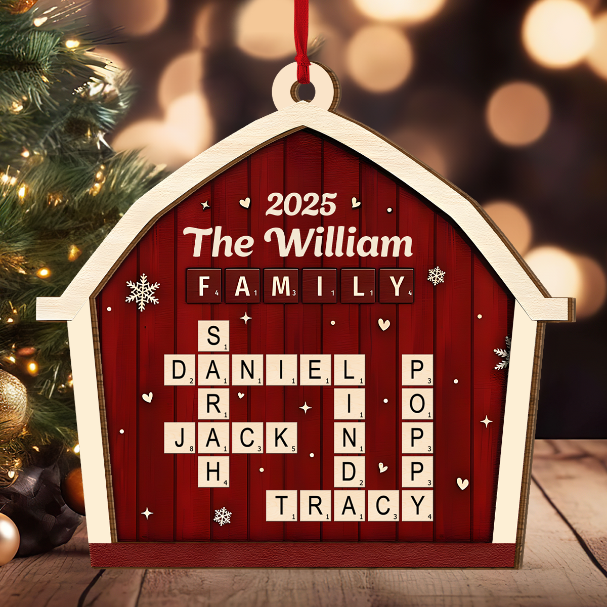 Custom Family Name Christmas Ornament 2025 - Personalized Holiday Decoration Ornament MagicInPrints
