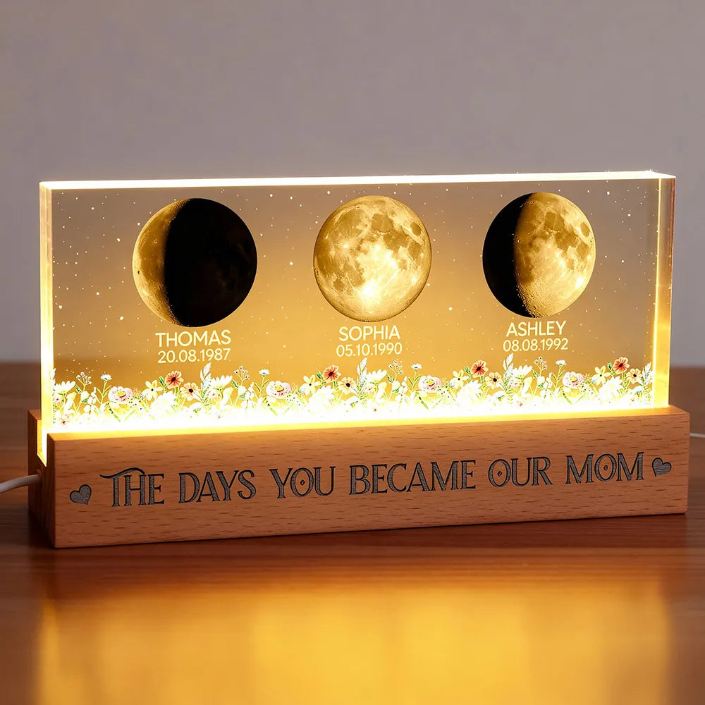 Custom Moon Phase Night Light for Mom - Mother's Day Keepsake Plaque MagicInPrints