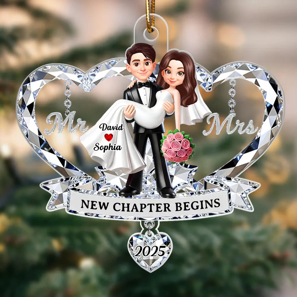 Personalized Wedding Ornament for Couples - First Christmas as Mr. and Mrs. 2025 Ornament MagicInPrints