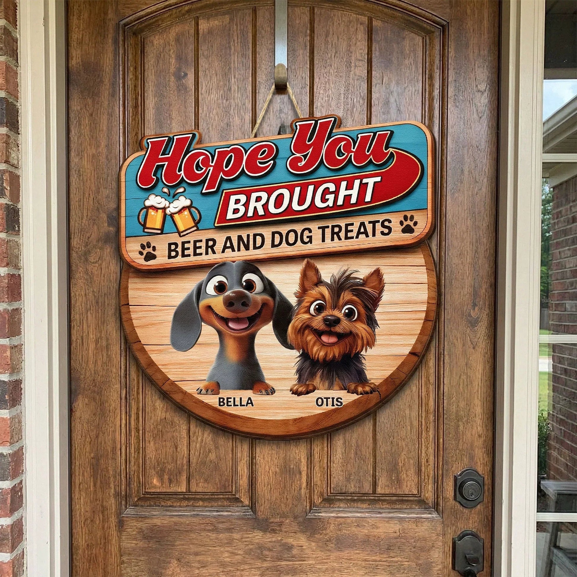 Custom Dog Lover Door Sign for Beer and Treats - Fun Home Decor Sign MagicInPrints