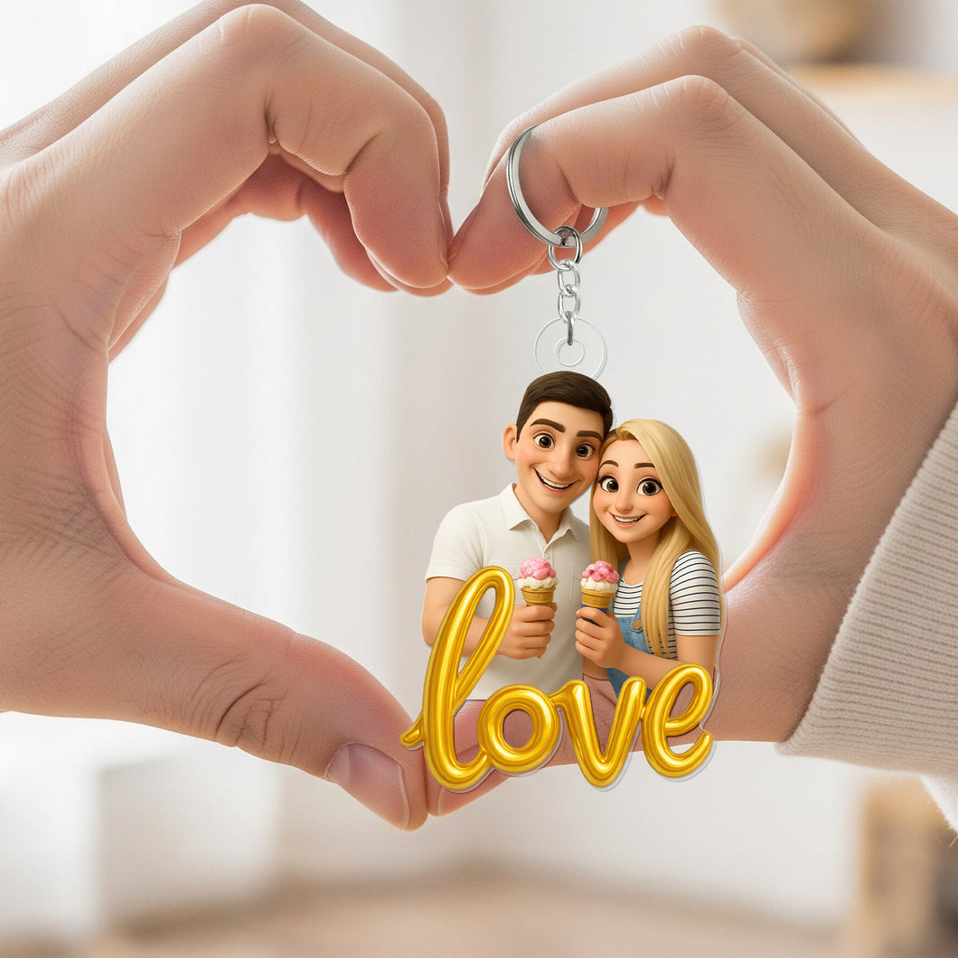 Love in Every Keychain - Customizable Cartoon Couple Keychain for Special Moments Keychains MagicInPrints
