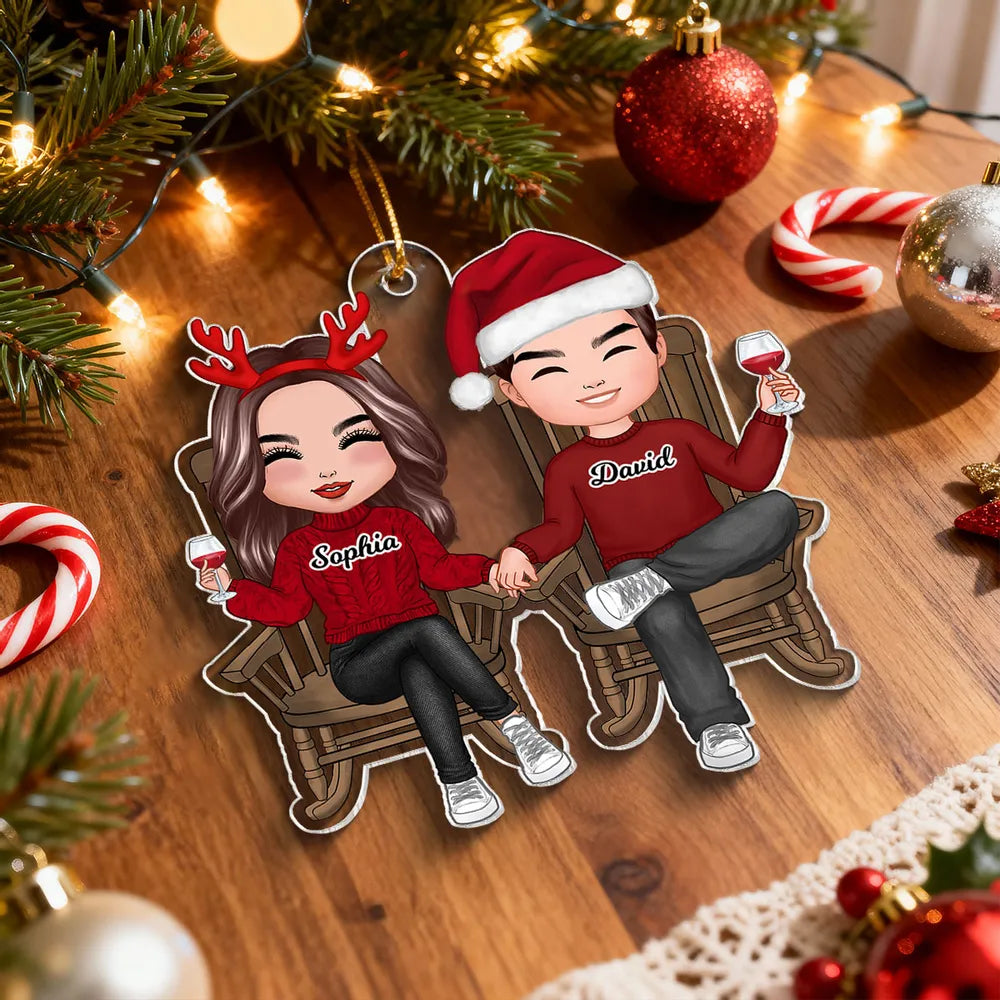 Personalized Couple Car Ornament for Christmas - Custom Names & Holiday Design Car Hanger MagicInPrints