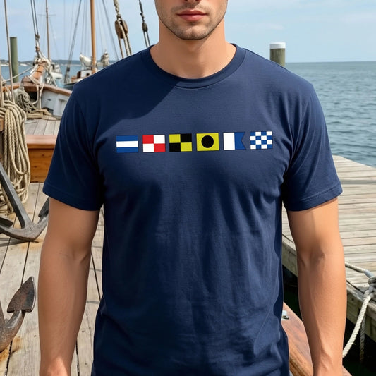 Nautical Signal Flags T-Shirt for Men - Casual Maritime Style Cloth MagicInPrints