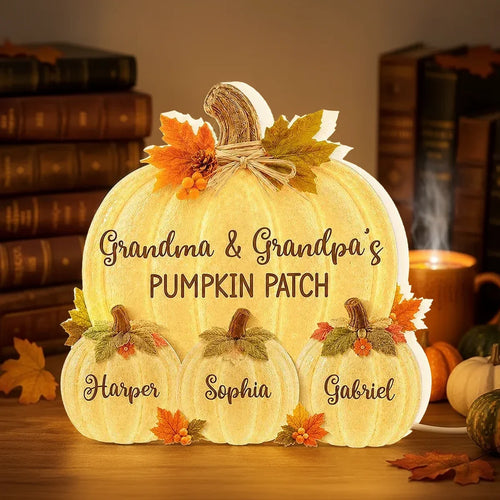 Personalized Acrylic Light Box with Pumpkin Patch for Grandparents Fall Gift