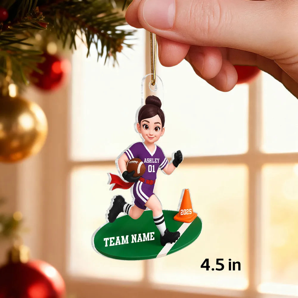Personalized Football Player Ornament for Kids - Christmas Tree Decoration Ornament MagicInPrints