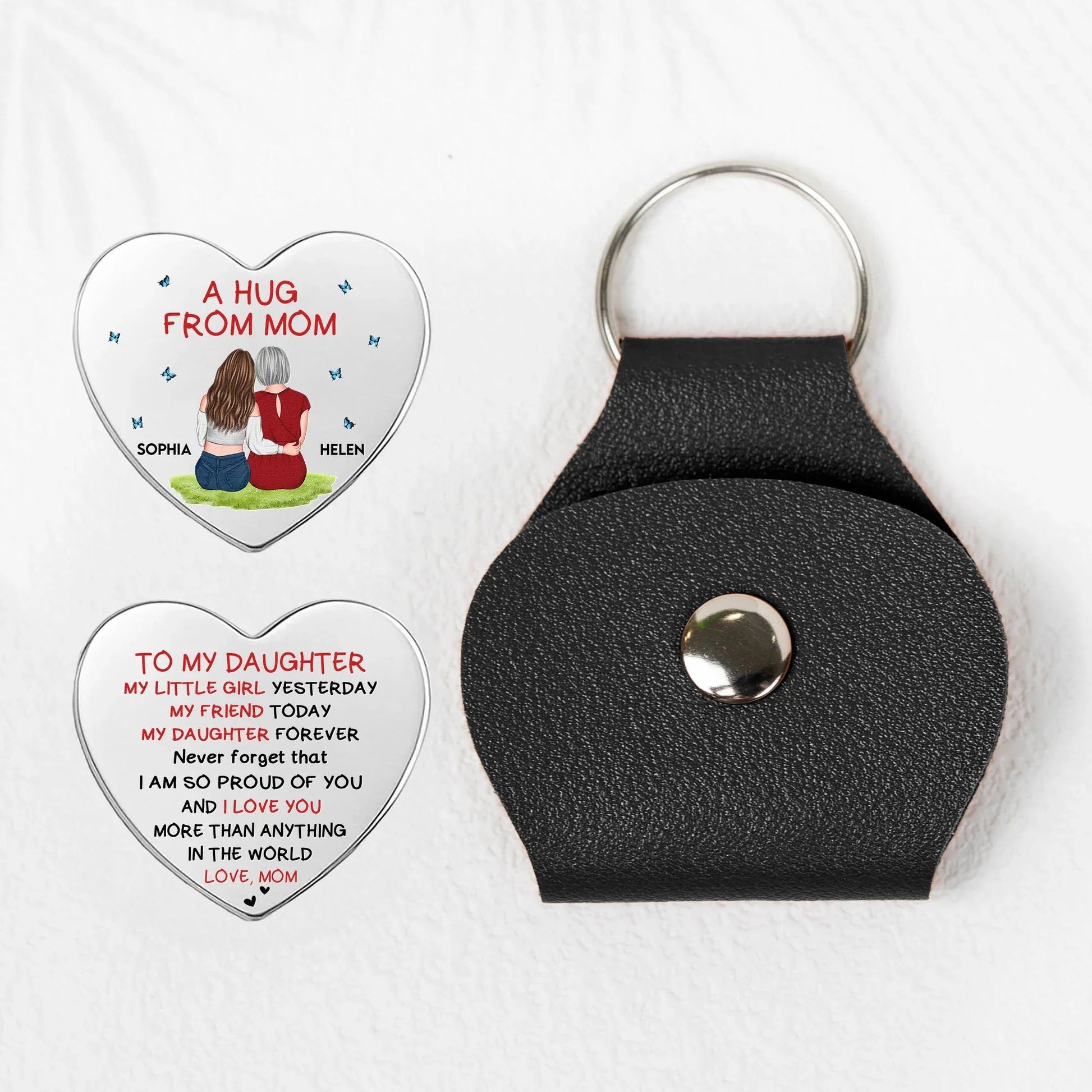 Personalized Keychain for Daughter - A Hug from Mom - Sentimental Gift Keychain MagicInPrints