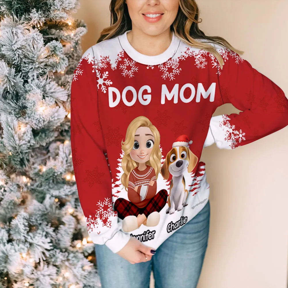 Personalized Dog Mom Christmas Sweater for Women - Festive Holiday Gift Cloth MagicInPrints