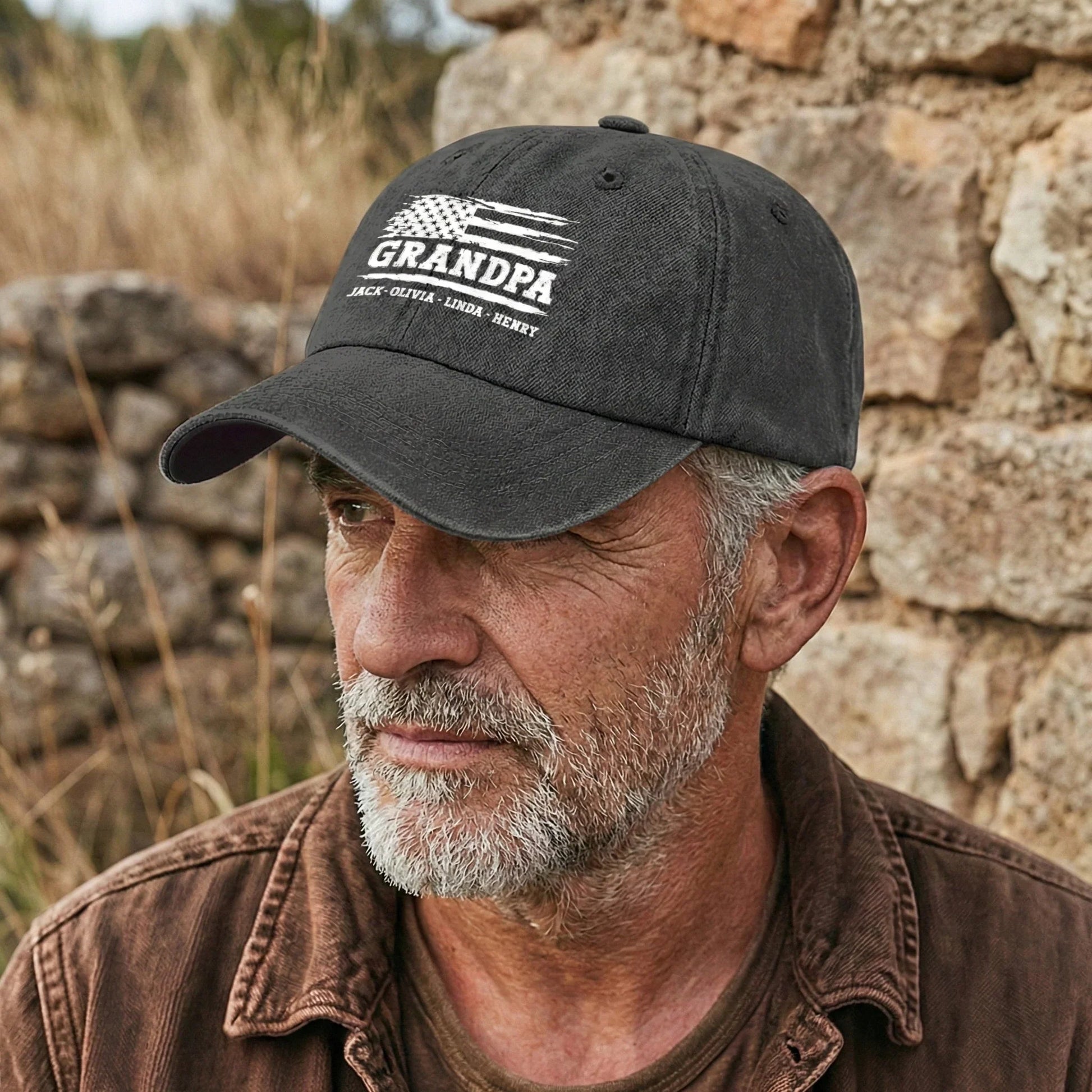Custom Grandpa Hat for Family - Personalized Names Embroidered Cap Hat MagicInPrints