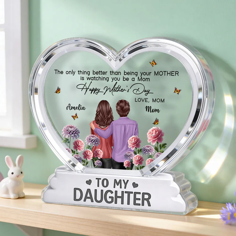Custom Heart-Shaped Acrylic Plaque for Daughter - Mother's Day Gift Plaque MagicInPrints