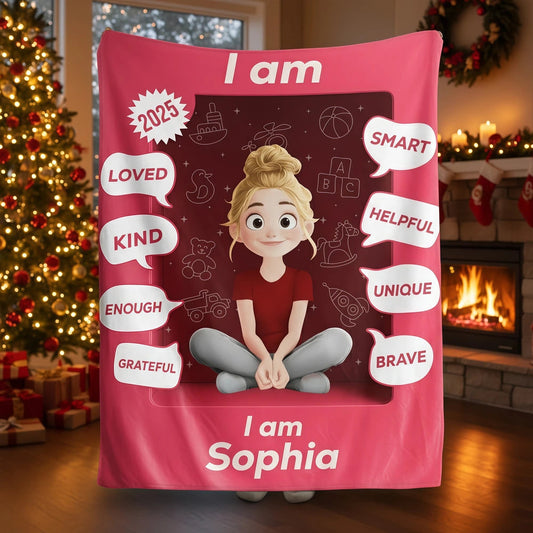 Personalized Kids Blanket for Girls - Positive Affirmations with Name - Perfect Christmas Gift Blanket MagicInPrints