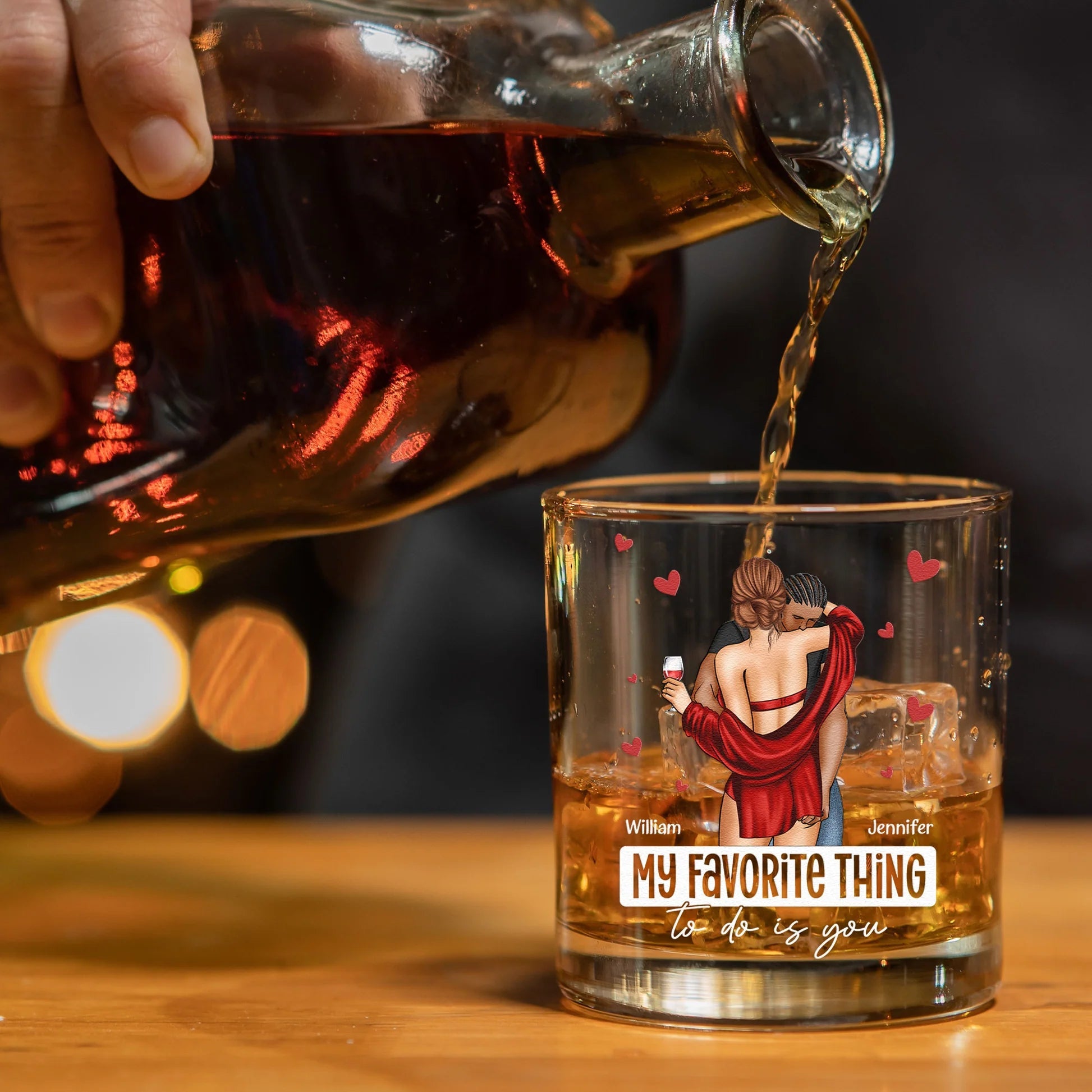 Personalized Romantic Whiskey Glass for Couples - Anniversary Gift Cup MagicInPrints