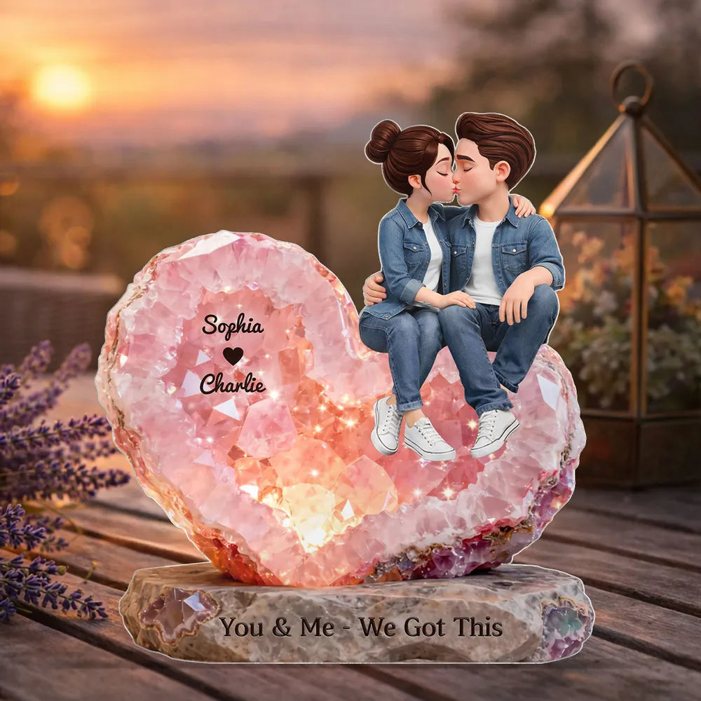 Personalized Heart Crystal Couple Figurine for Romantic Gift - Anniversary Keepsake Plaque MagicInPrints