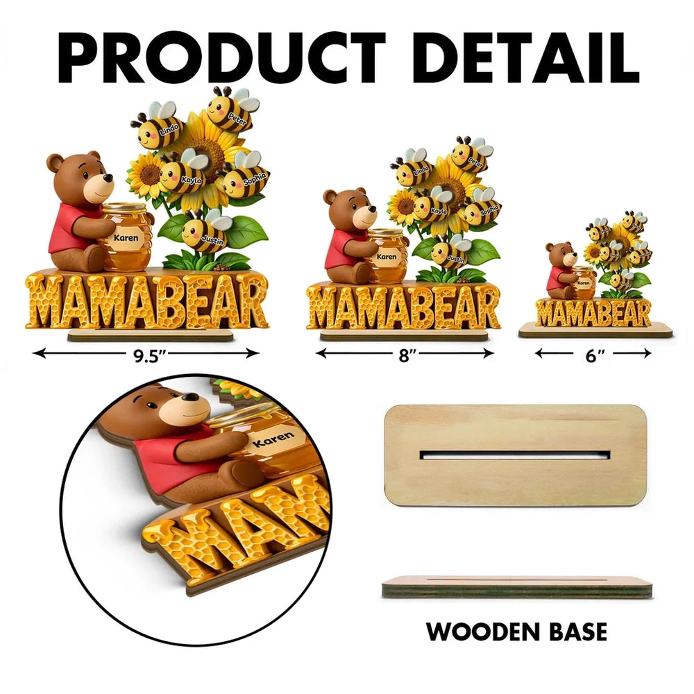 Customizable Mama Bear Honey Jar Family Name Decor - Perfect for Mother's Day Plaque MagicInPrints