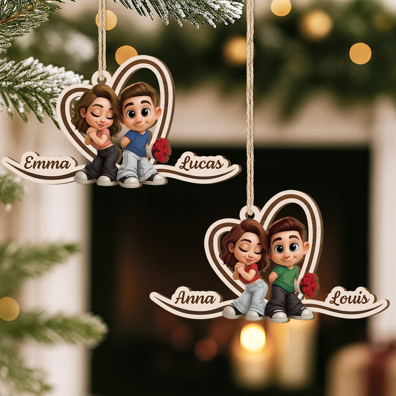 Personalized Couple Christmas Ornament for Lovers - Romantic Holiday Decor Ornament MagicInPrints