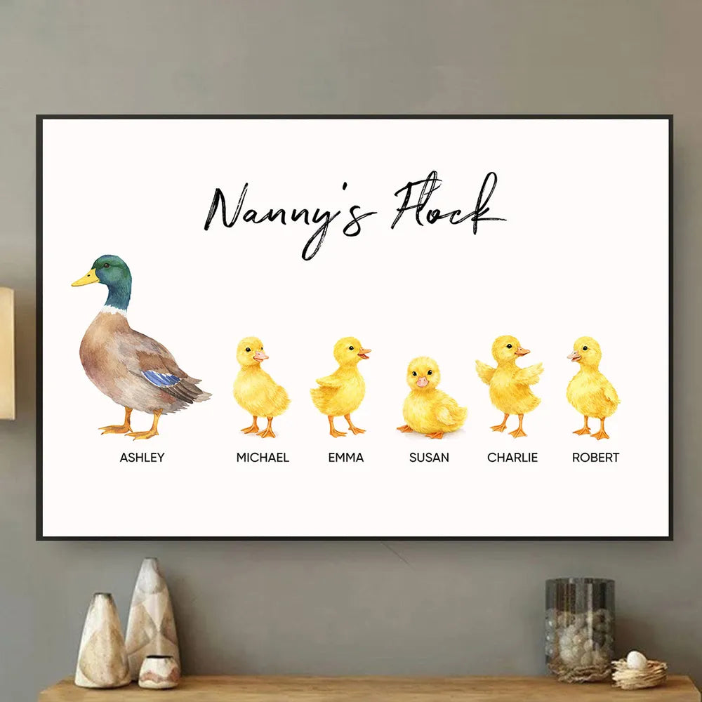 Personalized Family Duck Print for Grandma - Custom Names Wall Art Poster or Canvas MagicInPrints